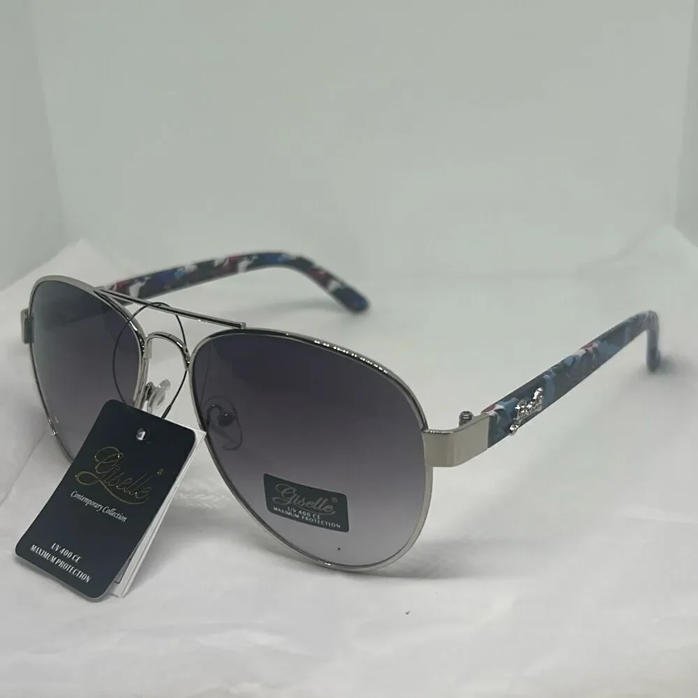 Giselle Contemporary Collection Aviator Sunglasses – UV400 Protection, Floral Ar